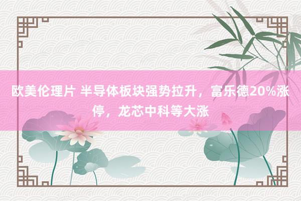 欧美伦理片 半导体板块强势拉升，富乐德20%涨停，龙芯中科等大涨